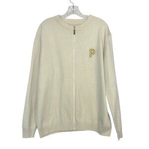 Pittsburgh Pirates PNC Bank Mens Full Zip Sweater Cardigan Cream Size XL